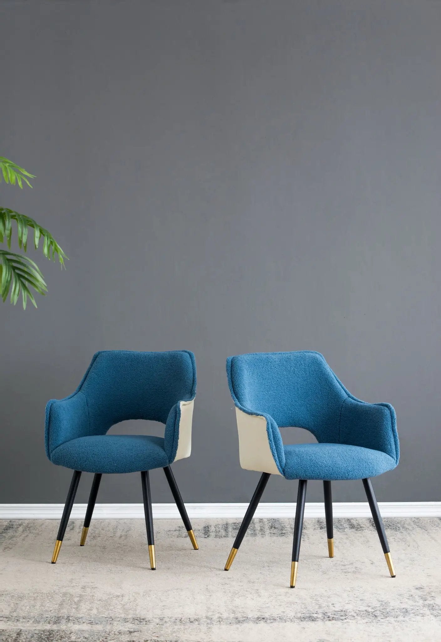 Side Chair, Living Room Bedroom Kitchen Vanity Accent Chair (Set of 2) - Blue by Unique Piece Furniture