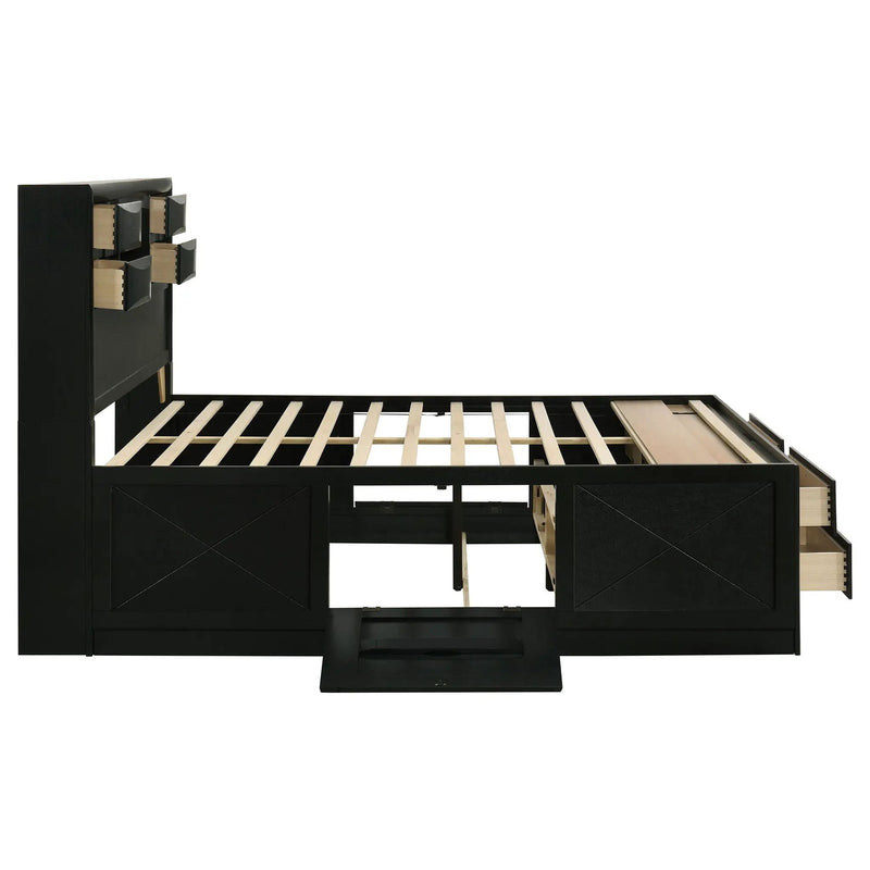 Briana Wood Queen Storage Bookcase Bed Black by Unique Piece Furniture