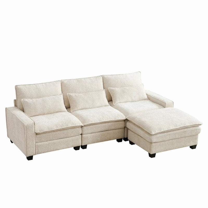 Modern Comfy L Shaped Sectional Sofa With Movable Ottoman by Unique Piece Furniture