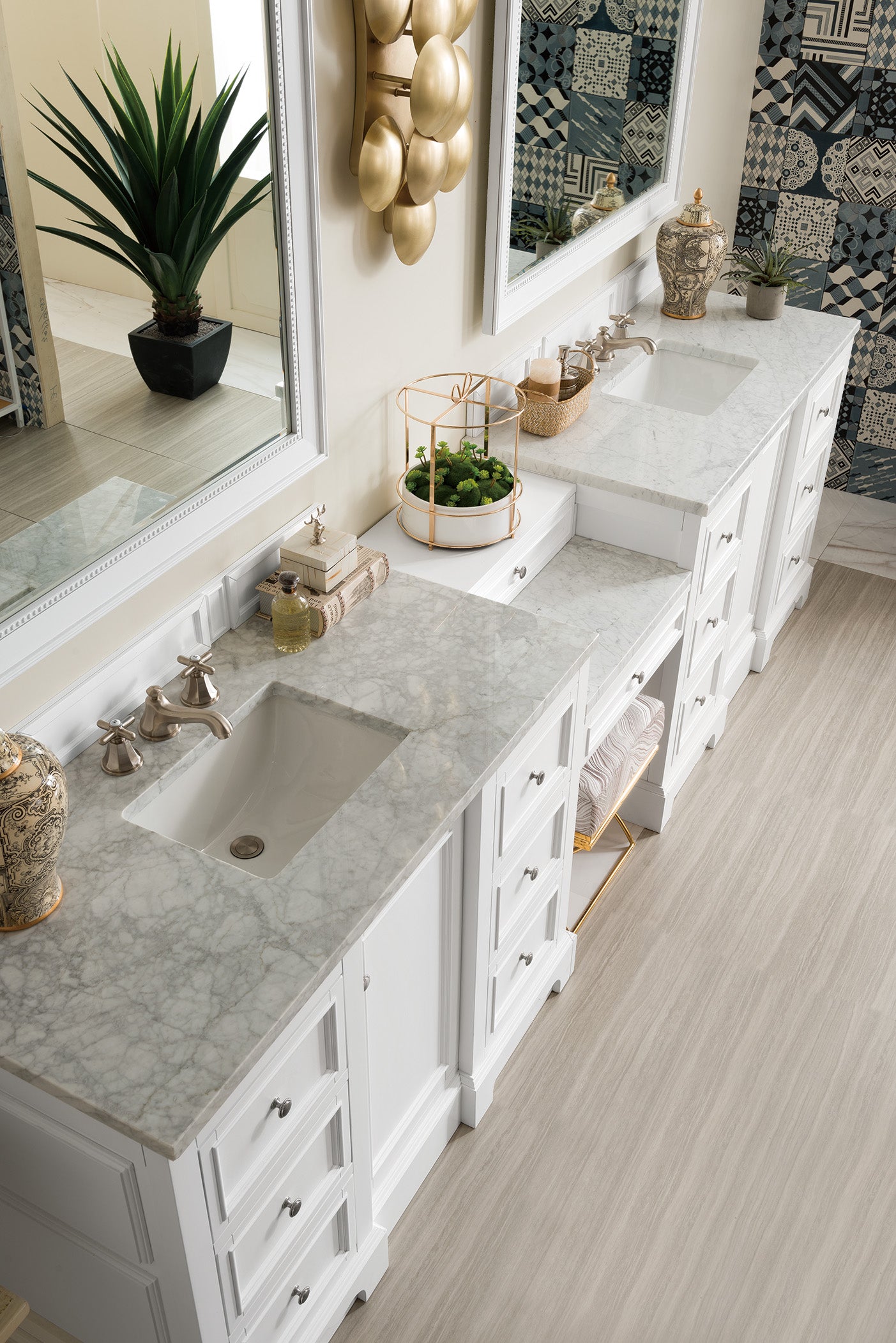 James Martin De Soto 118" Double Bathroom Vanity, Bright White, view 7