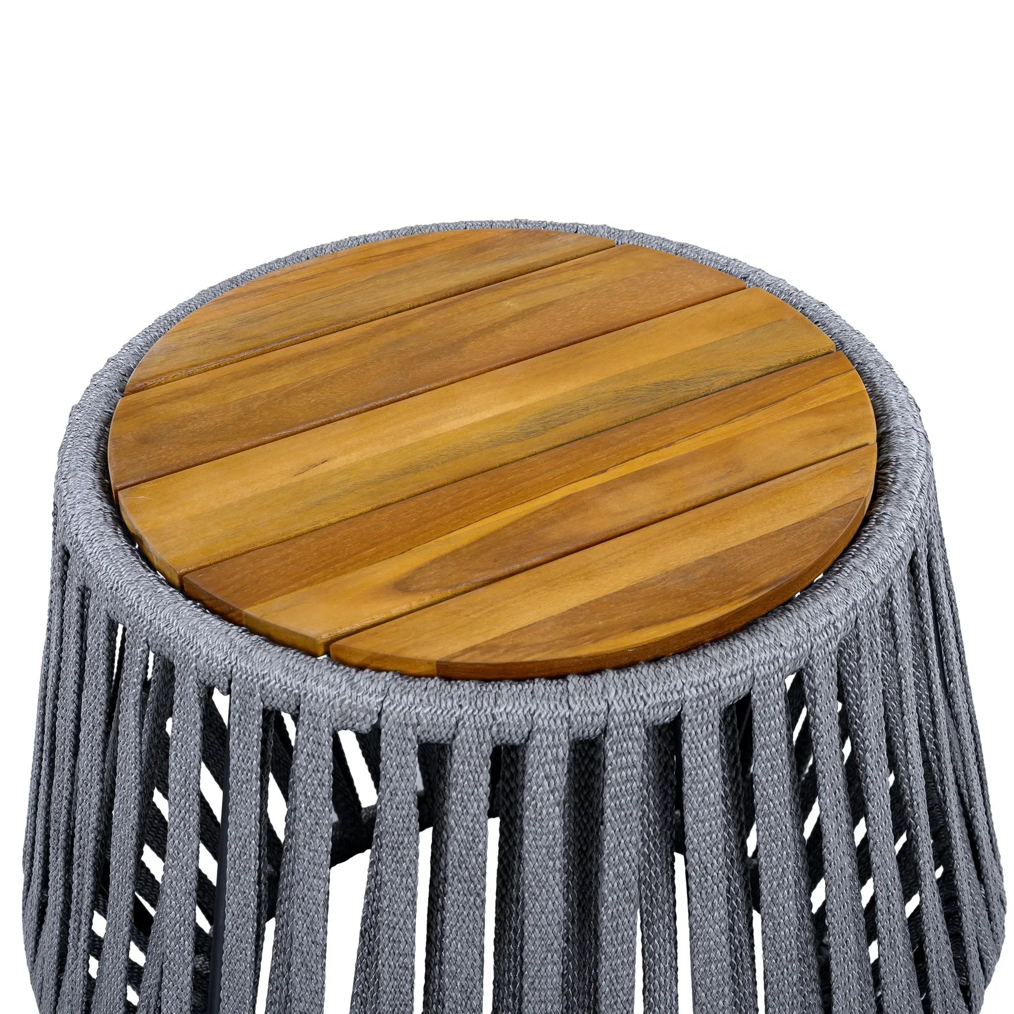 Outdoor Side Table with Rope and Acacia Wood by HouseOfZazla
