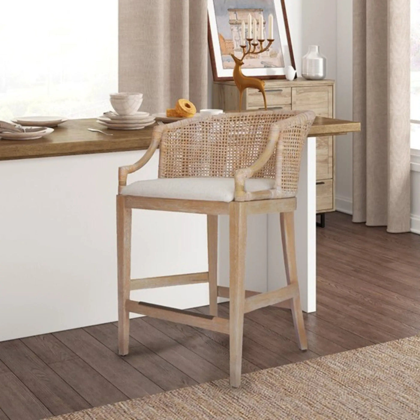 Casual Handcrafted Rattan Counter Stool by HouseOfZazla