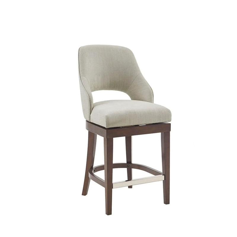 Counter Stool With Swivel Seat, Upholstery And Solid Wood Legs - Cream by Unique Piece Furniture