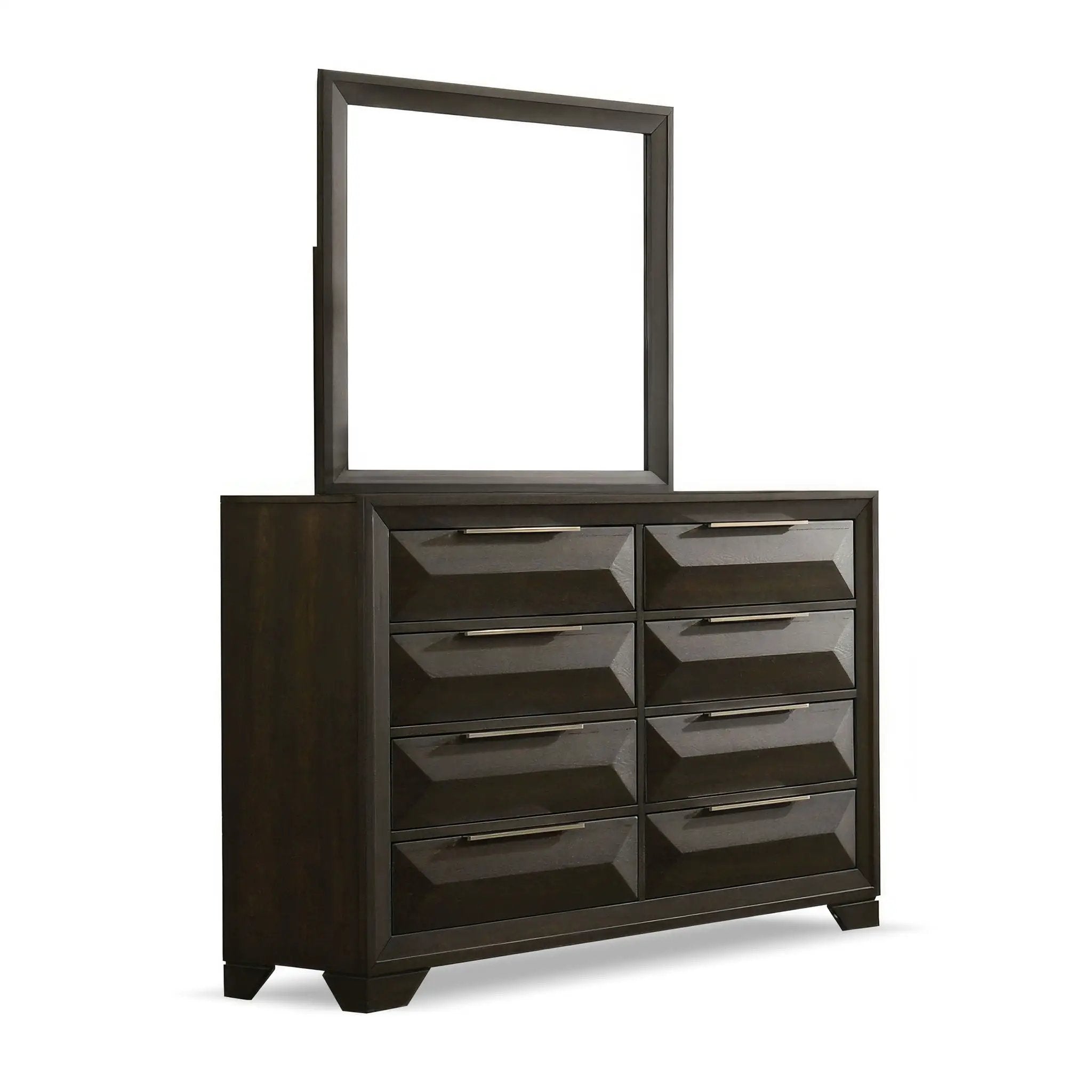 Dresser With Mirror Beveled Bracket Feet Handles 8 Drawers - Espresso by Unique Piece Furniture