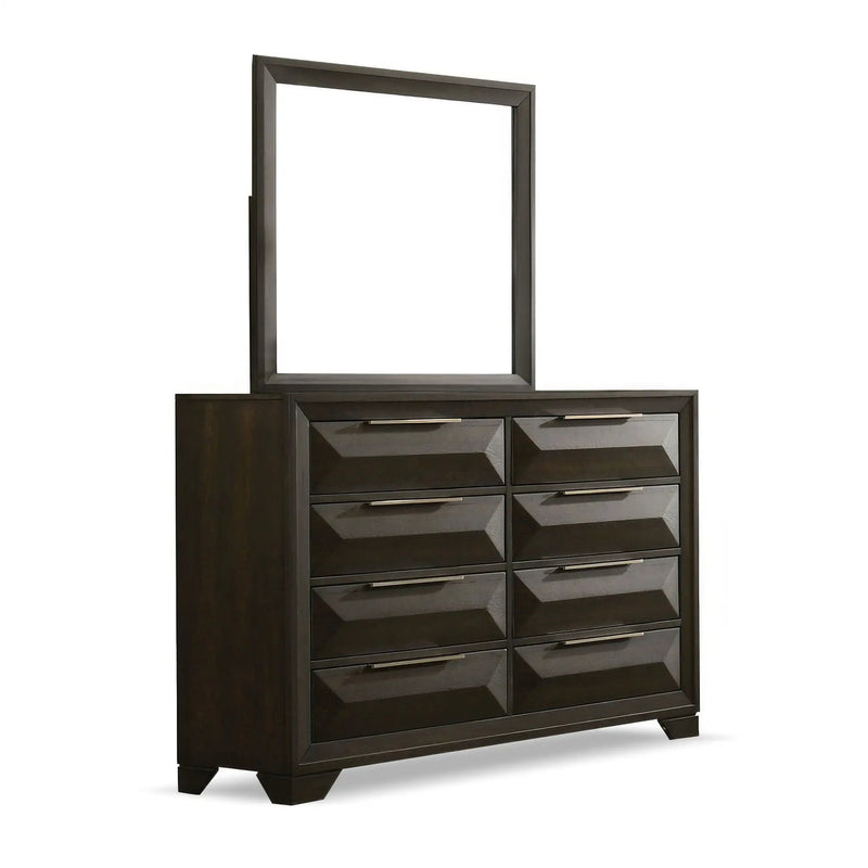 Dresser With Mirror Beveled Bracket Feet Handles 8 Drawers - Espresso by Unique Piece Furniture
