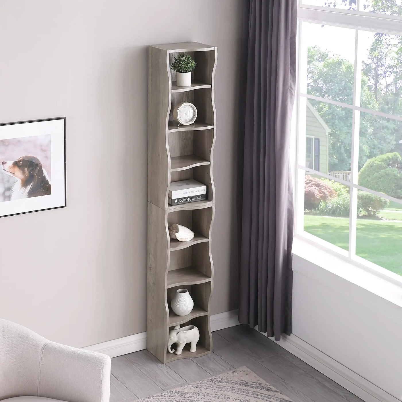 8-Layer Adjustable Shelf Ultra-Thin Bookshelf by HouseOfZazla