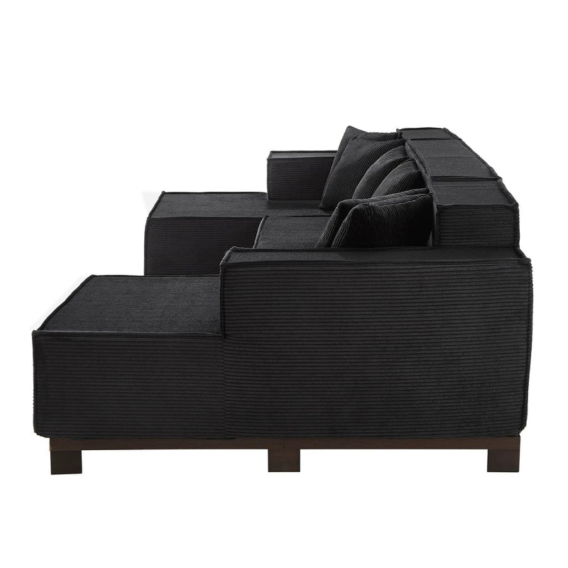 U-Shaped Sectional Sofa With RGB LED Light Strip And 6 Pillows by Unique Piece Furniture