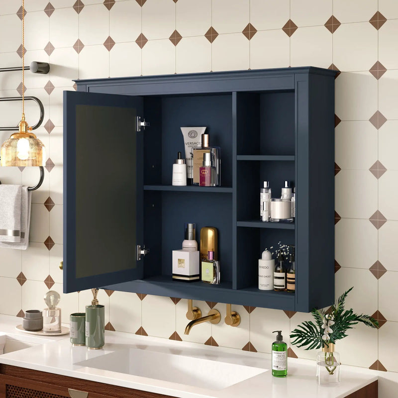 Wall Mounted Medicine Cabinet With Mirror and 6 Open Shelves by HouseOfZazla