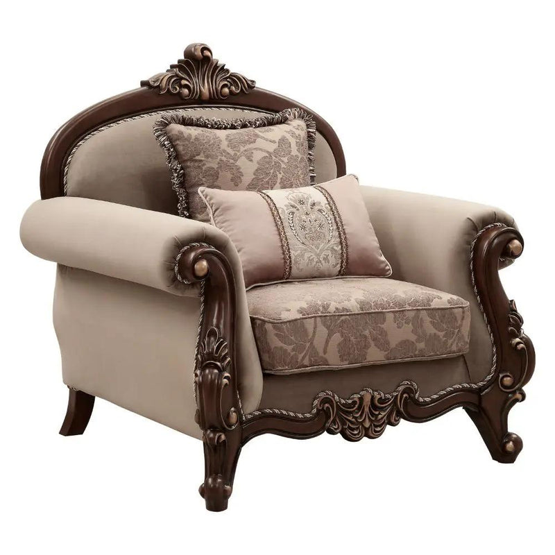 Mehadi - Chair With 2 Pillows - Velvet & Walnut by Unique Piece Furniture
