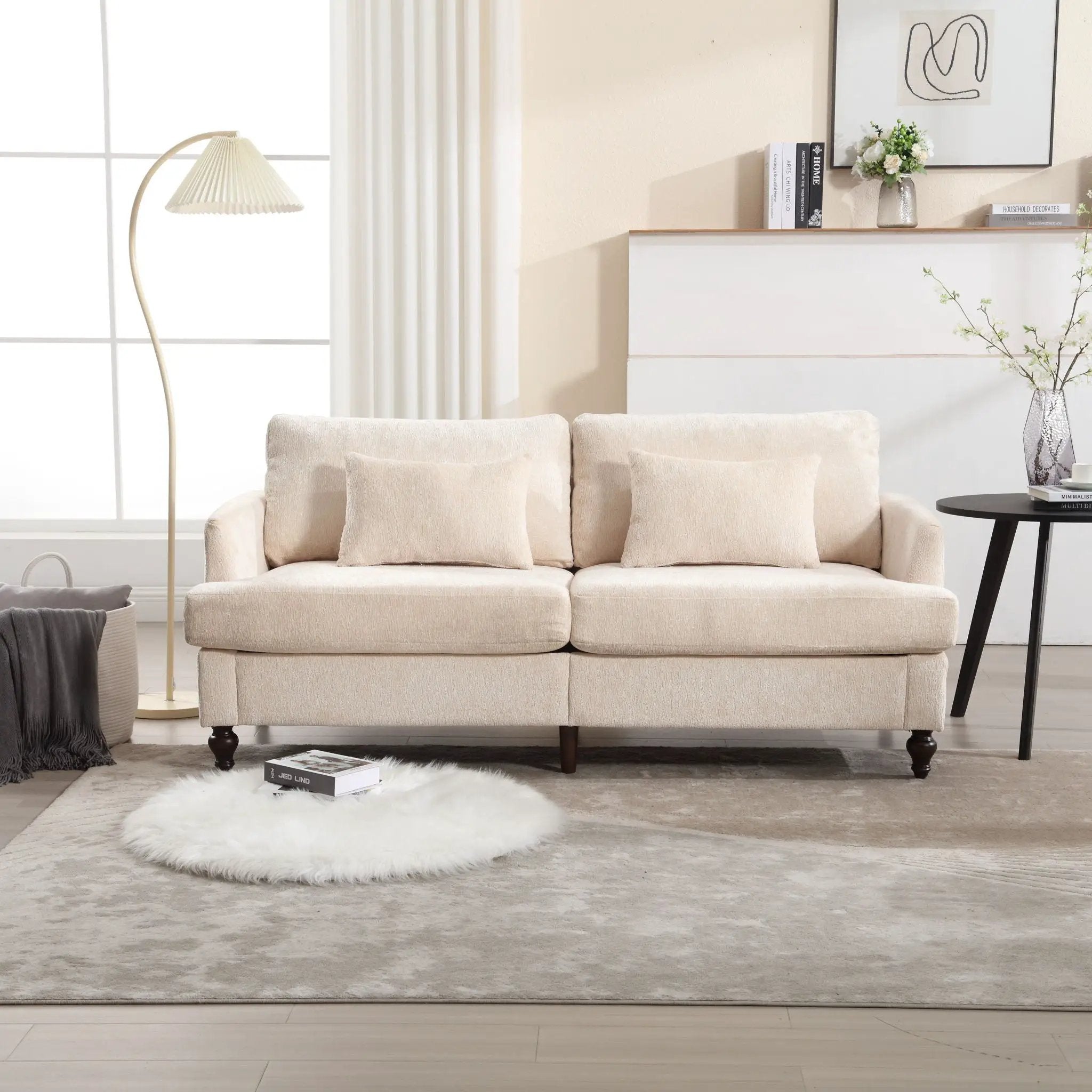 Mid Century Modern Fabric Loveseat Sofa, 2 Seat Upholstered Couch by Unique Piece Furniture