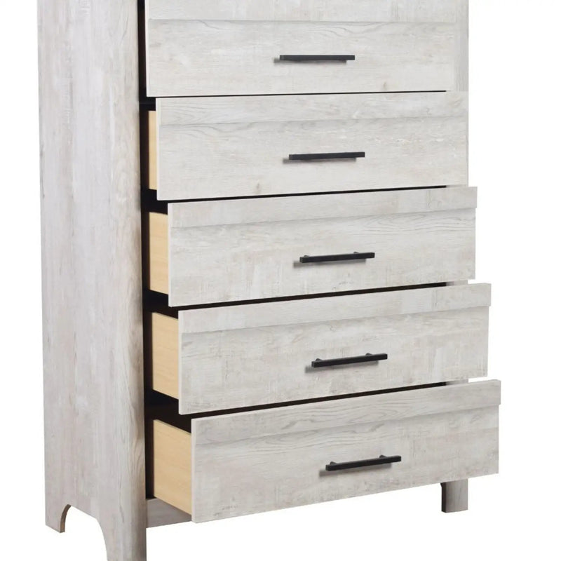 Modern Style 5 Drawer Chest In Natural Rustic Wood With Clean Lines And Spacious Storage by HouseOfZazla