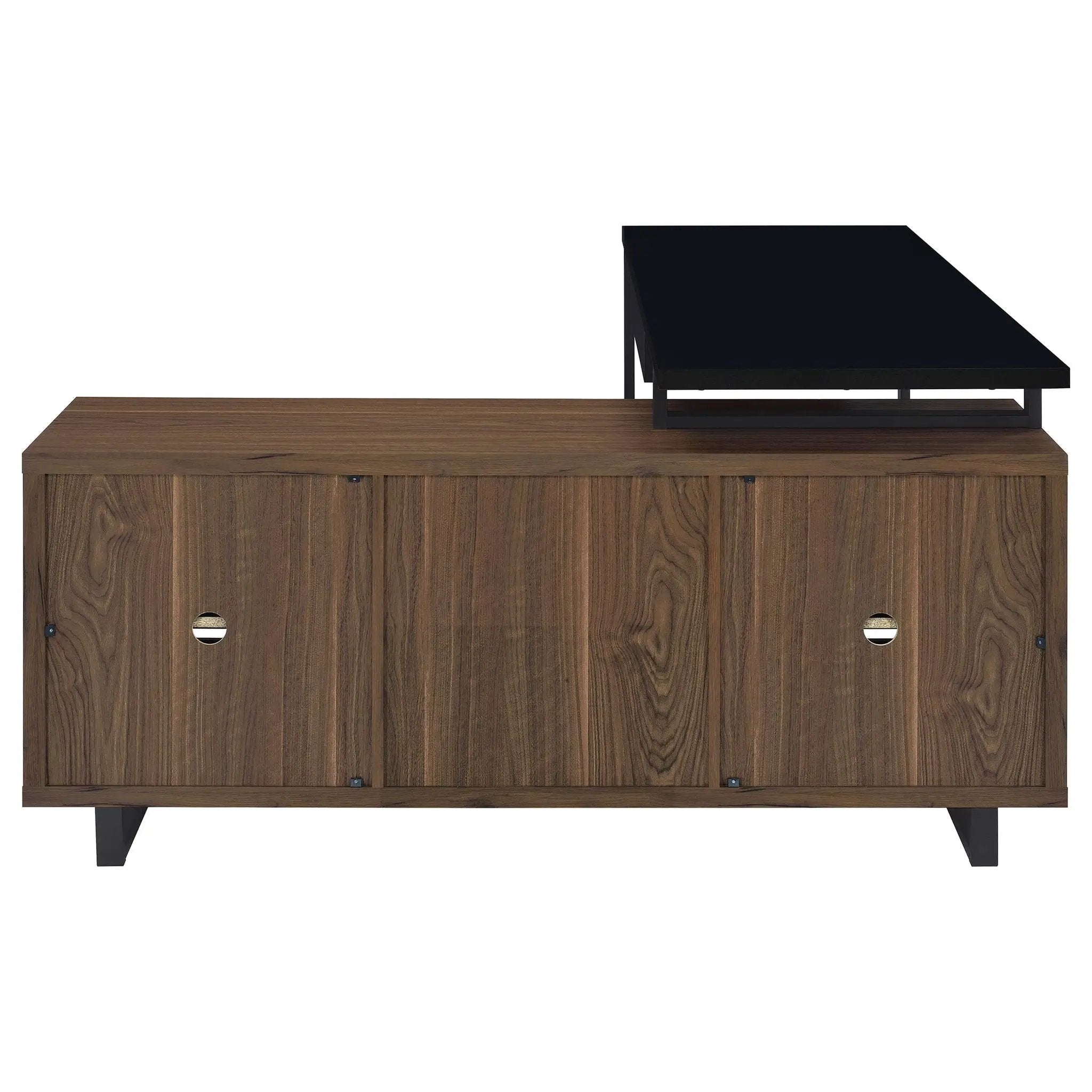 Maddox 60-inch L-Shape Office Computer Desk Black and Walnut by Unique Piece Furniture