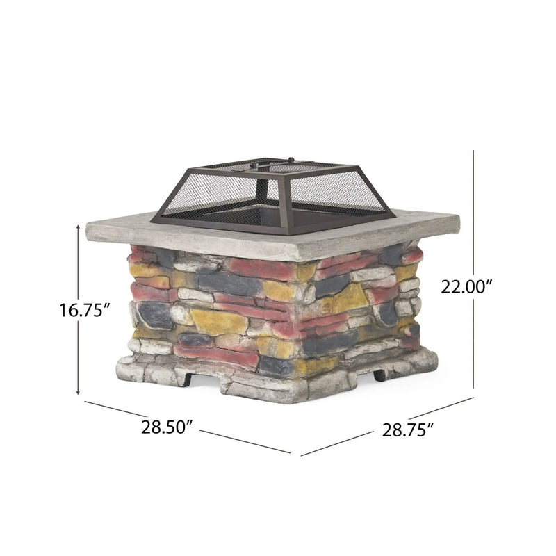 Alora 28-Inch Premium Outdoor Wood Burning Magnesium Oxide Fire Pit With Lid (SAK75214) by SAKSBY WHOLESALE