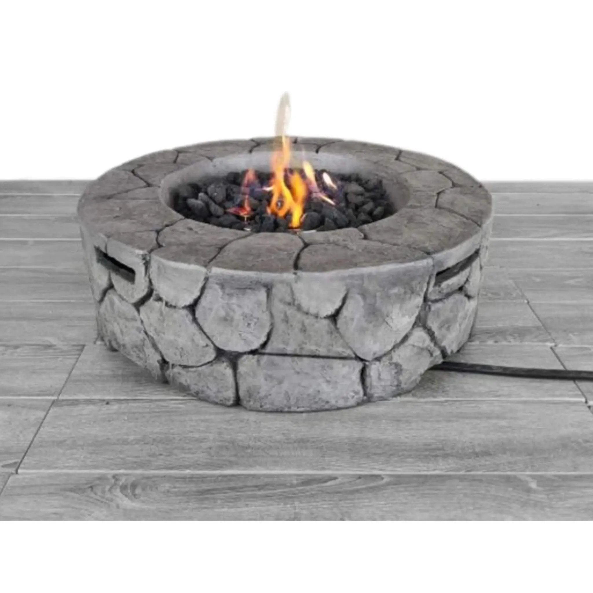 Alora 28-Inch Stone Gray Outdoor Fiber Reinforced Concrete Propane Fire Pit (SAK16725) by SAKSBY WHOLESALE