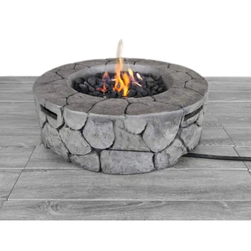 Alora 28-Inch Stone Gray Outdoor Fiber Reinforced Concrete Propane Fire Pit (SAK16725) by SAKSBY WHOLESALE