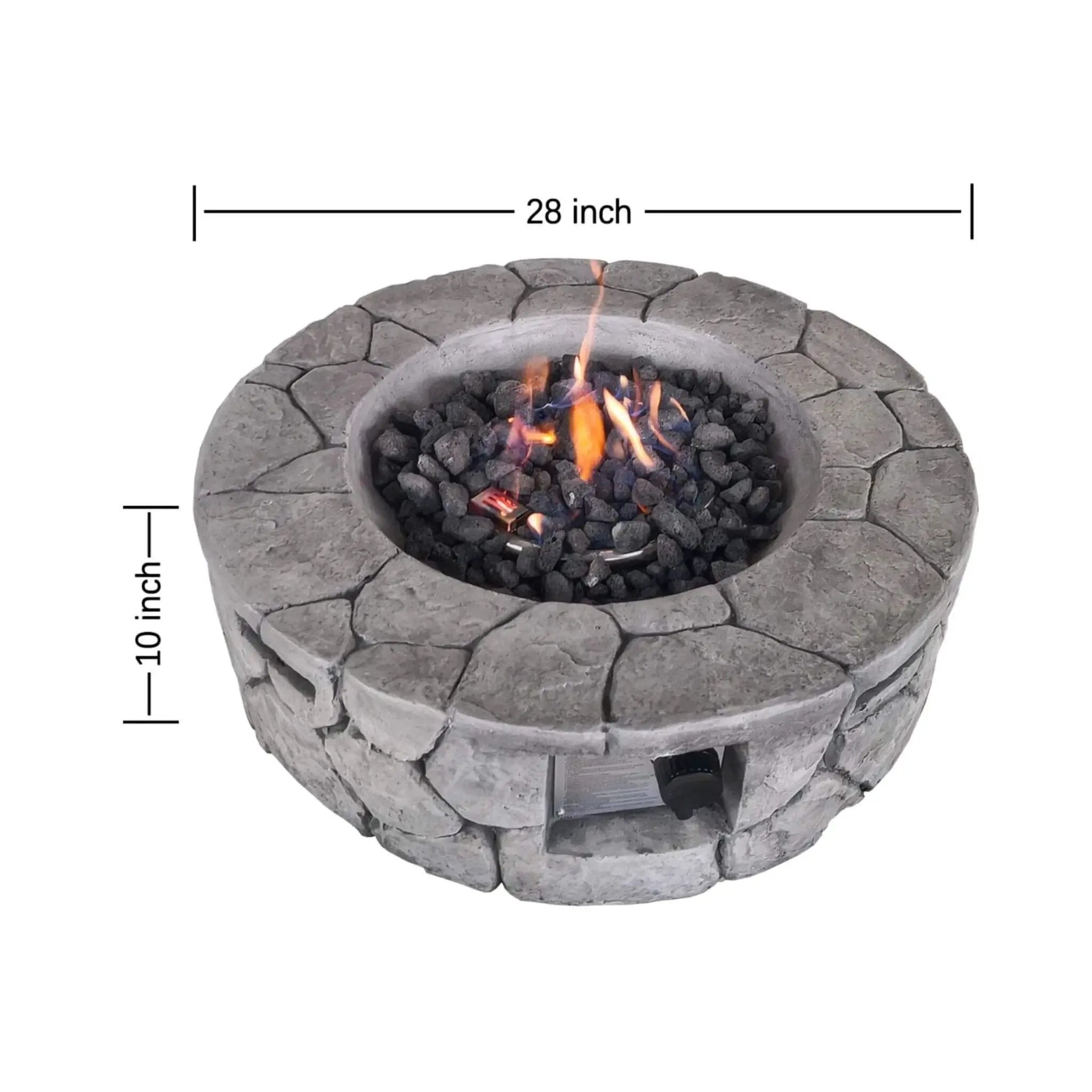 Alora 28-Inch Stone Gray Outdoor Fiber Reinforced Concrete Propane Fire Pit (SAK16725) by SAKSBY WHOLESALE