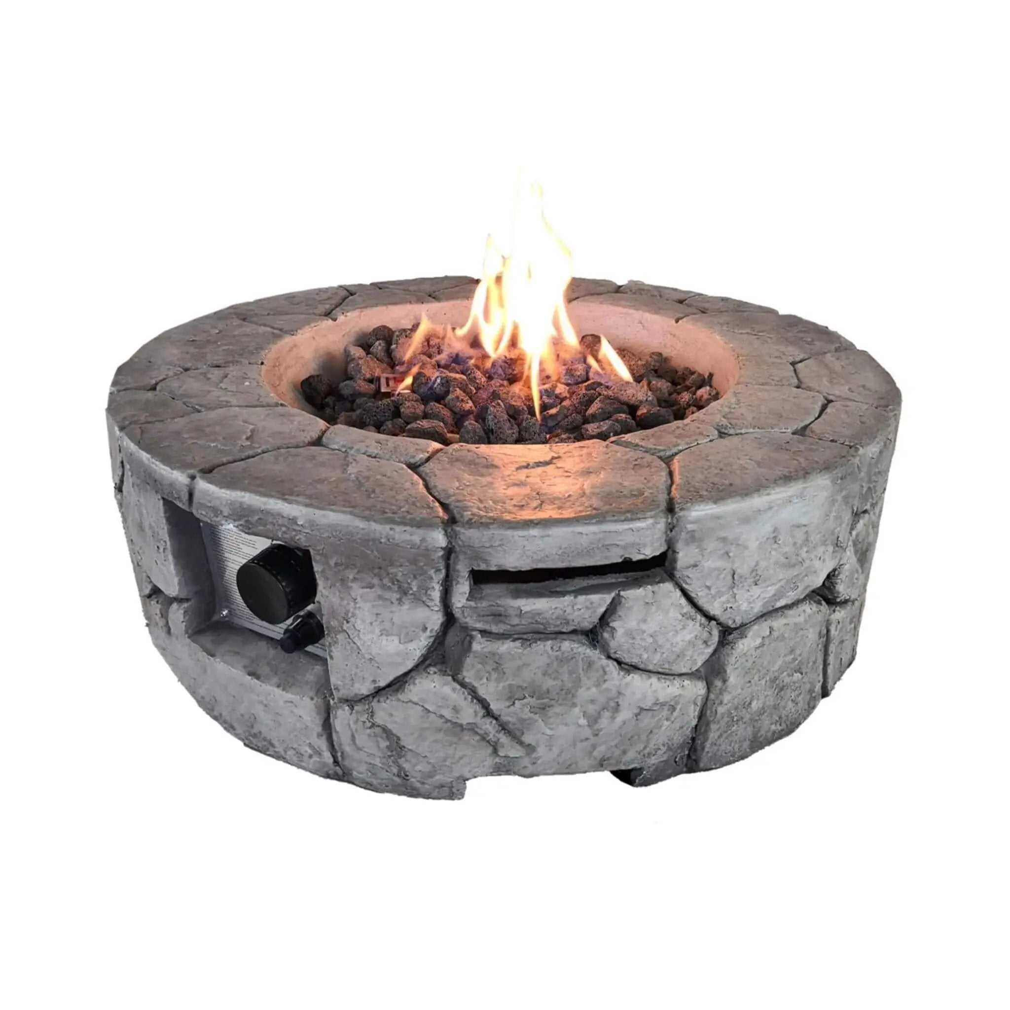 Alora 28-Inch Stone Gray Outdoor Fiber Reinforced Concrete Propane Fire Pit (SAK16725) by SAKSBY WHOLESALE