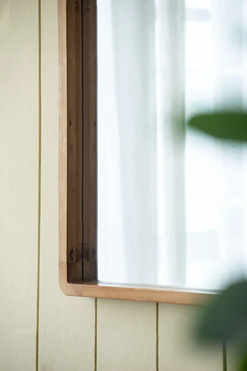 Rectangle Wood Mirror, Farmhouse Wall Decor For Living Room Bedroom Entryway - Brown by HouseOfZazla