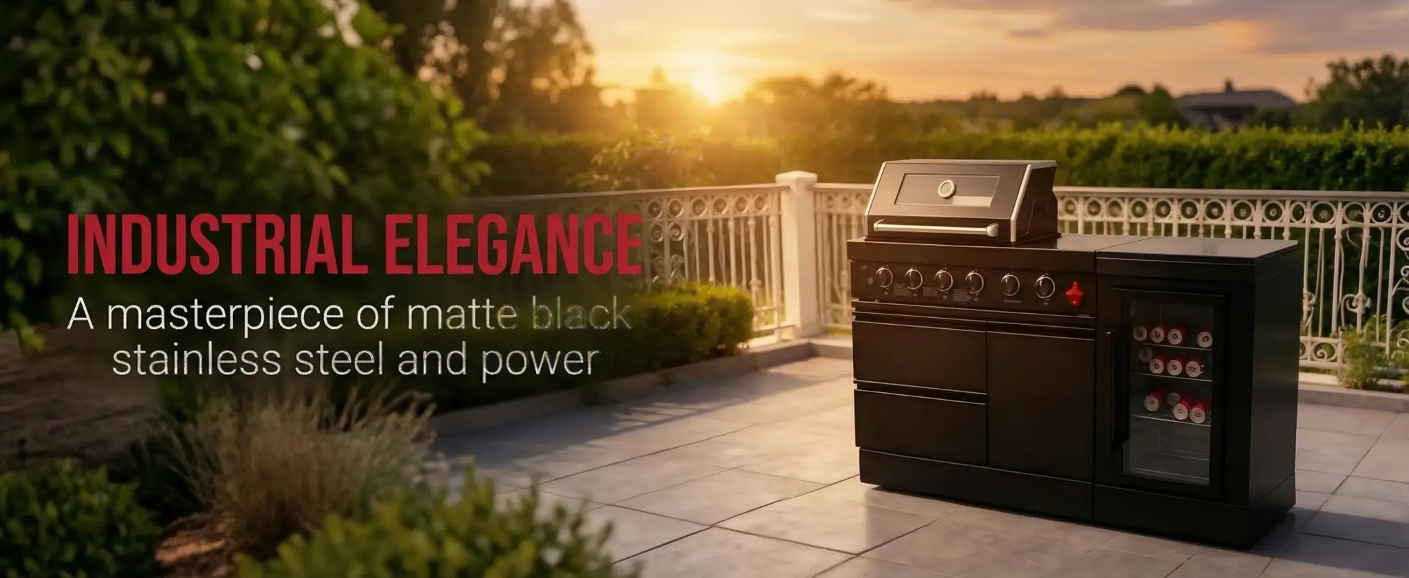 65" 4-Burner 72,000 BTU Black Outdoor Kitchen Island Grill Marble Countertops Wine Cooler by Chery Industrial