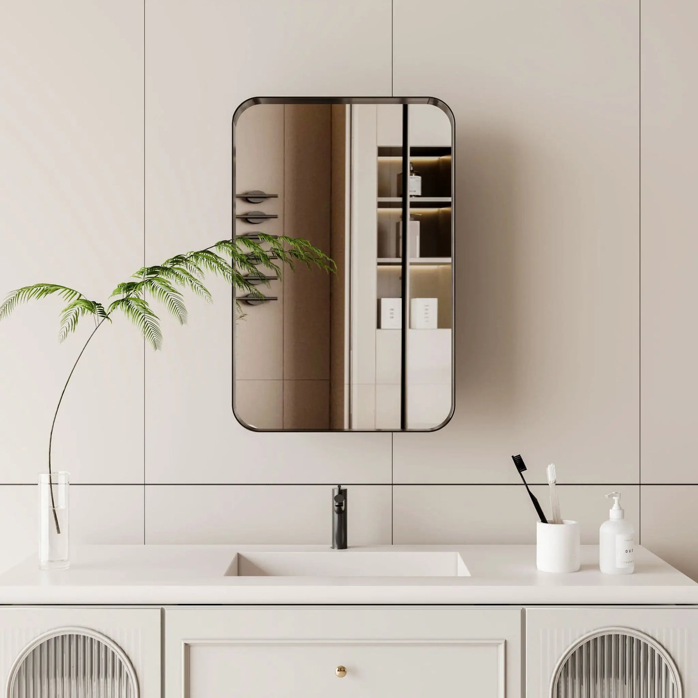 Recessed Metal Framed Medicine Cabinet With Mirror And Adjustable Shelves Wall Mirror With Storage For Bathroom by HouseOfZazla