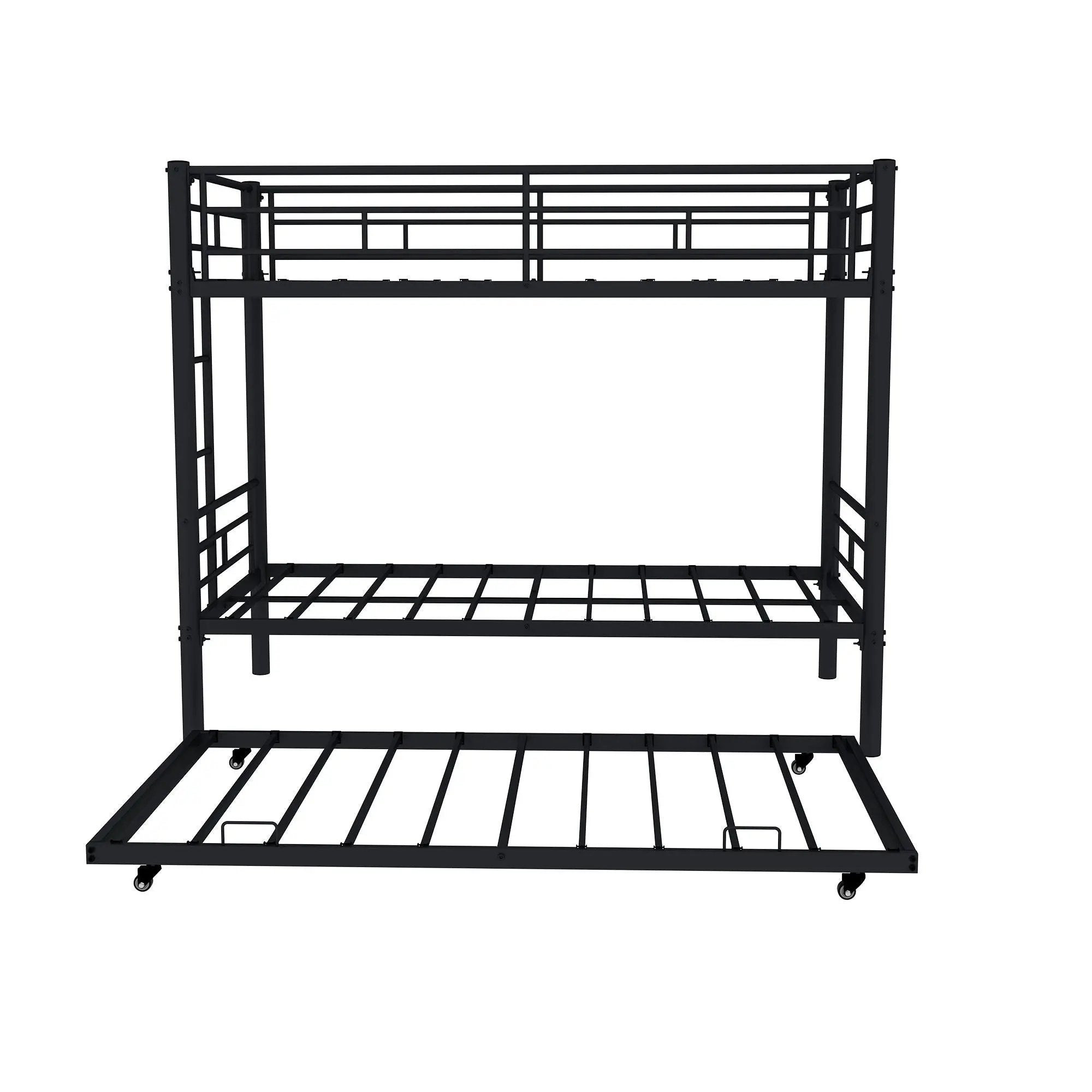 Metal Bunk Bed For Kids, Convertible Bedframe With Ladders & Guardrail by HouseOfZazla