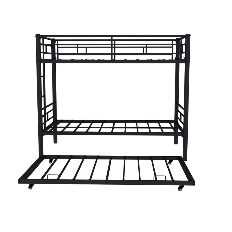Metal Bunk Bed For Kids, Convertible Bedframe With Ladders & Guardrail by HouseOfZazla