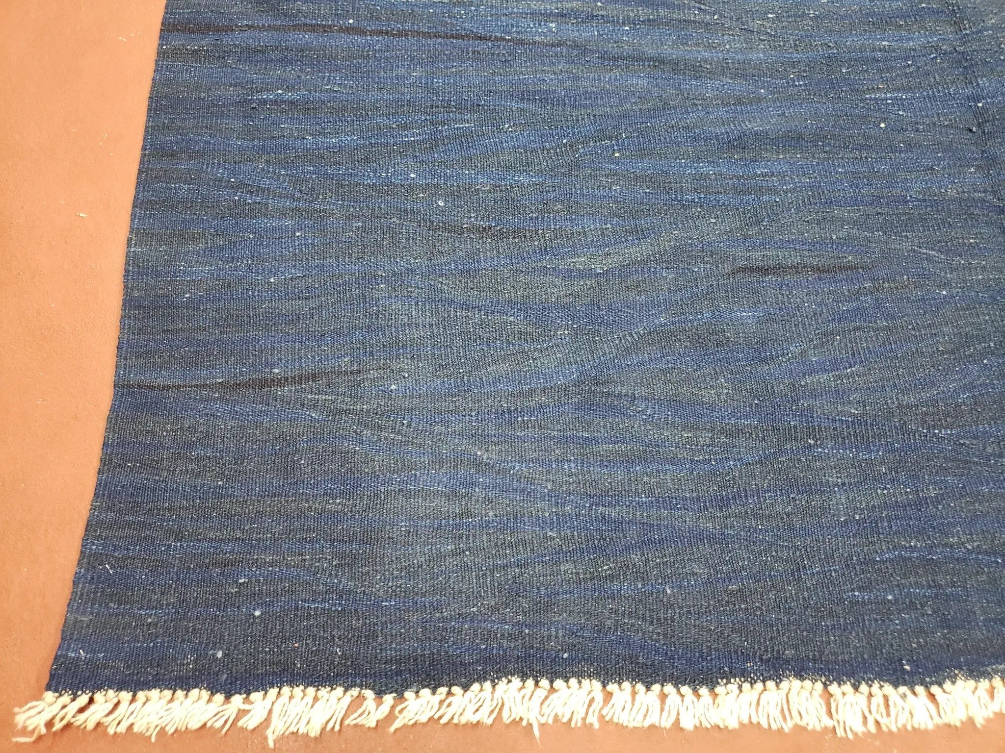 Large Blue Turkish Kilim Rug 7x10, Handmade, Wool by Jewel Rugs