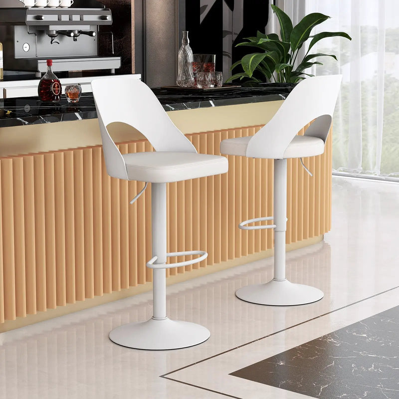 Bar Stools Set of 2 with Enlarged PU Leather Seat and Footrest by DirectDeals