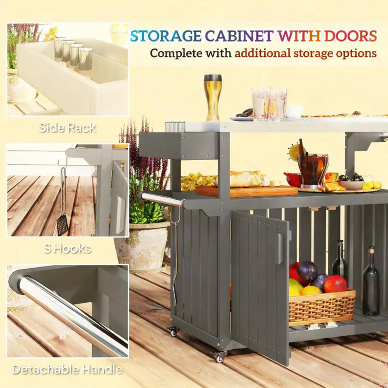 Convenient Outdoor Bar Cart with Storage and Wheeled Kitchen Island by HouseOfZazla