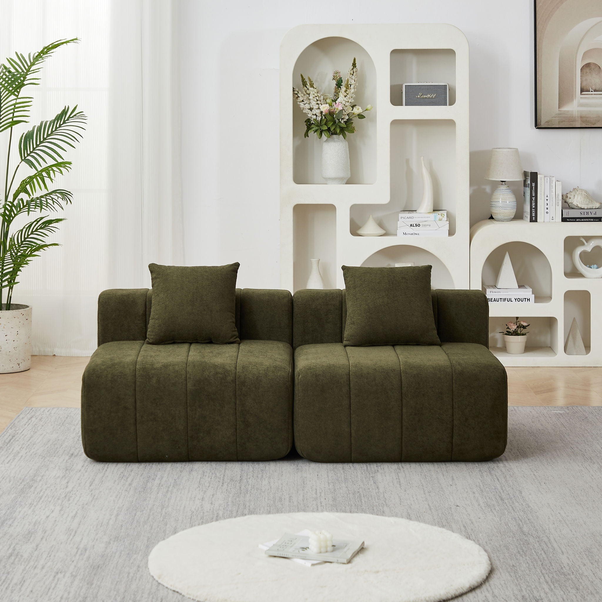 Modular Sectional Sofa With 2 Pillows, Symmetrical Design by HouseOfZazla
