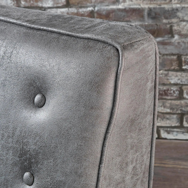 Macedonia - Mid Century Modern Button Tufted Fabric Recliner - Slate by HouseOfZazla