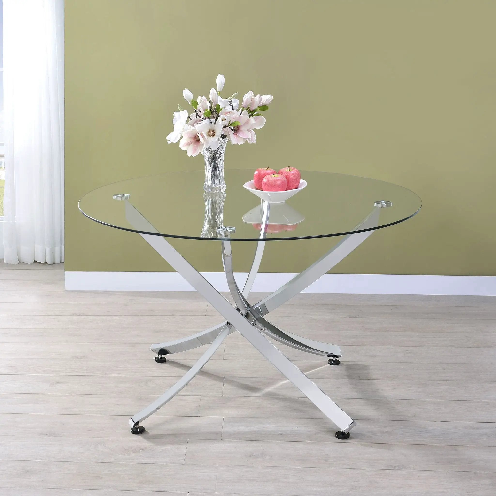 Beckham Round 46-inch Glass Top Dining Table Chrome by Unique Piece Furniture