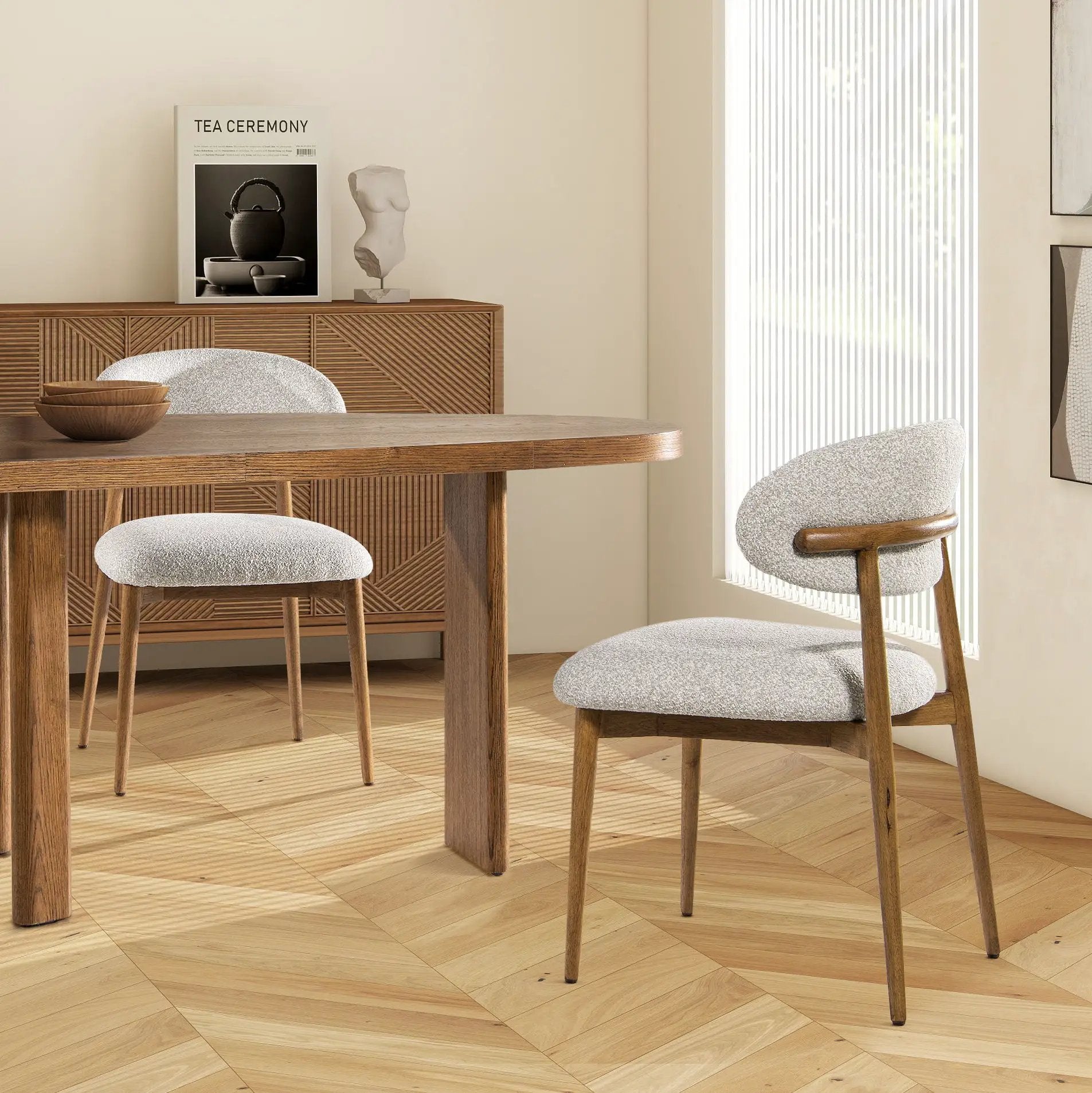 Locke - Modern Upholstered Dining Chair With Frame - Salt / Pepper by Unique Piece Furniture