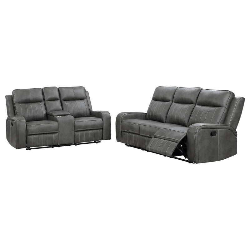 Raelynn 2-piece Upholstered Reclining Sofa Set Grey by Unique Piece Furniture