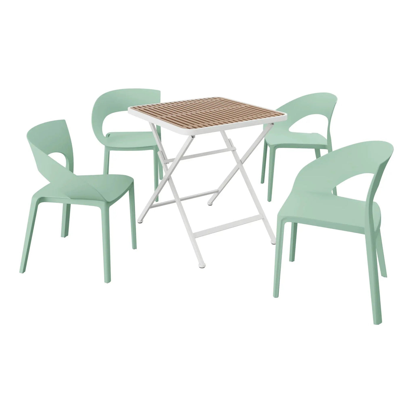 4 Piece Set Of Modern Designed Single Chairs With Folding Square Table by Unique Piece Furniture