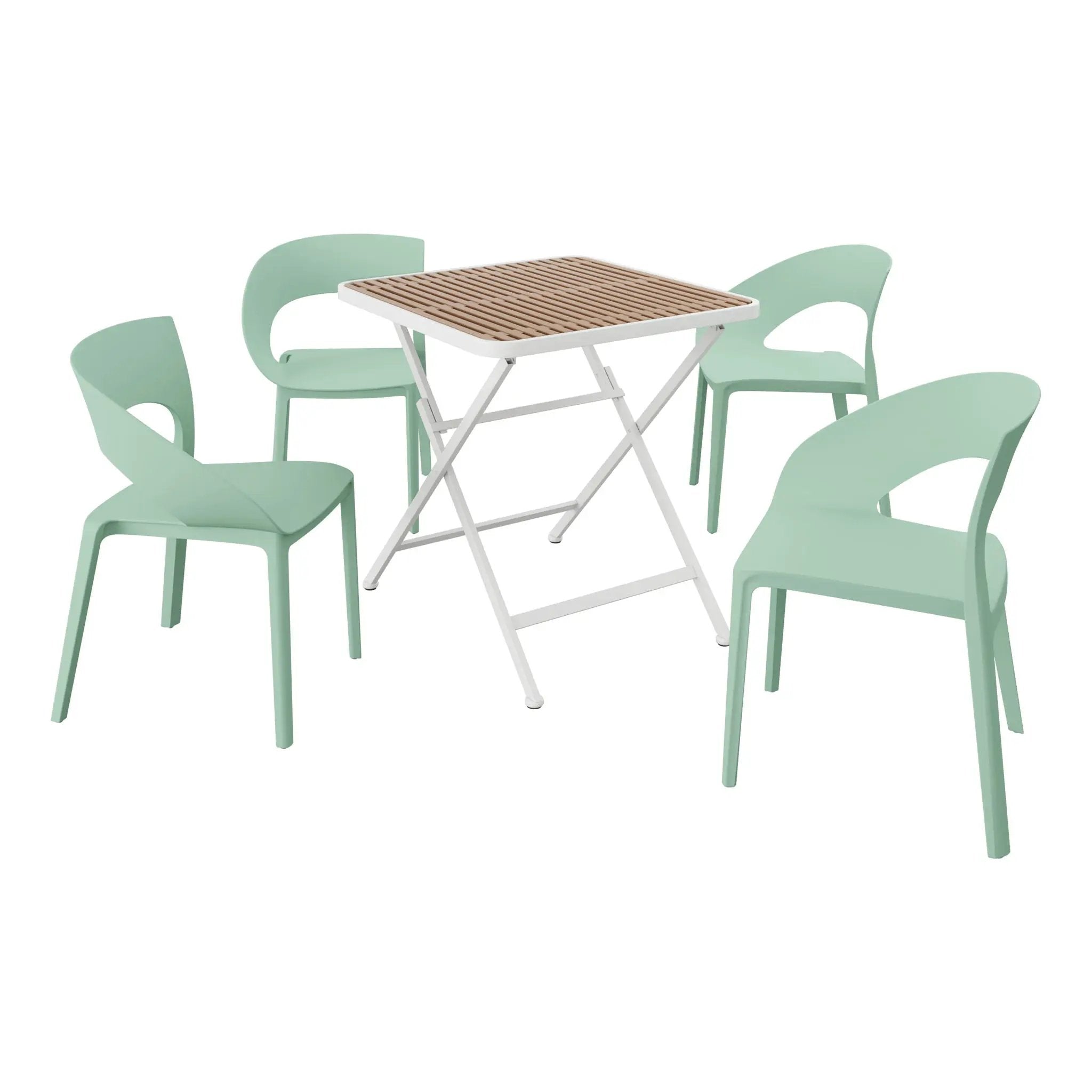 4 Piece Set Of Modern Designed Single Chairs With Folding Square Table by Unique Piece Furniture