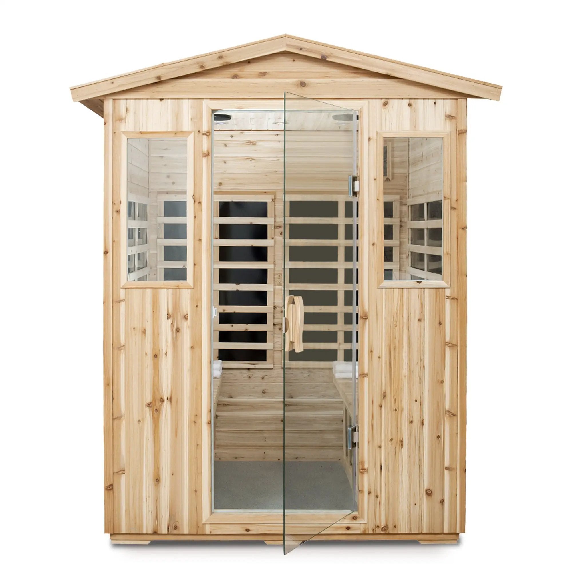 4 Person Old Fir Far Infrared Outdoor Sauna Room - Natural by HouseOfZazla