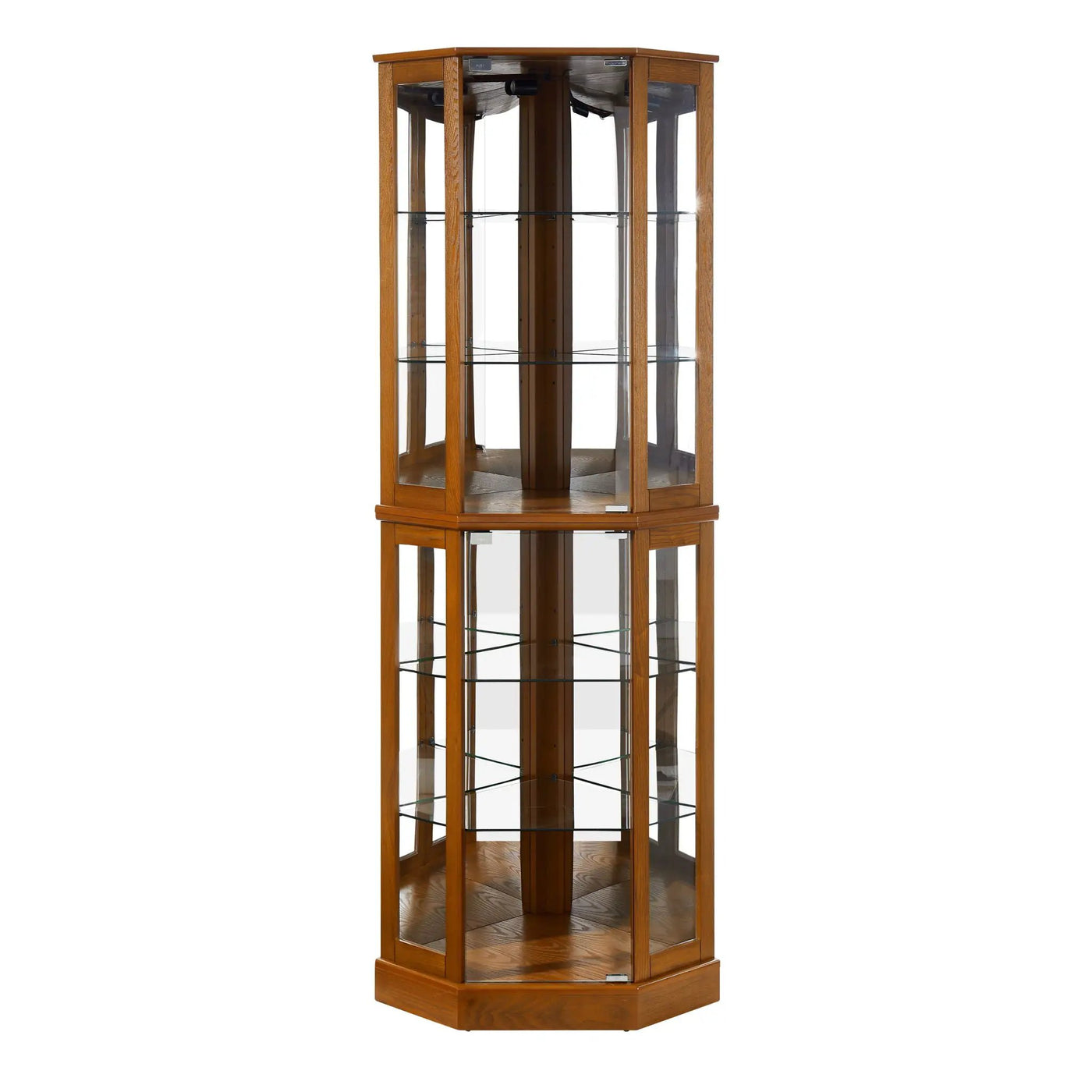 6 Shelf Corner Curio Display Cabinet With Lights, Mirrors And Adjustable Shelves by HouseOfZazla