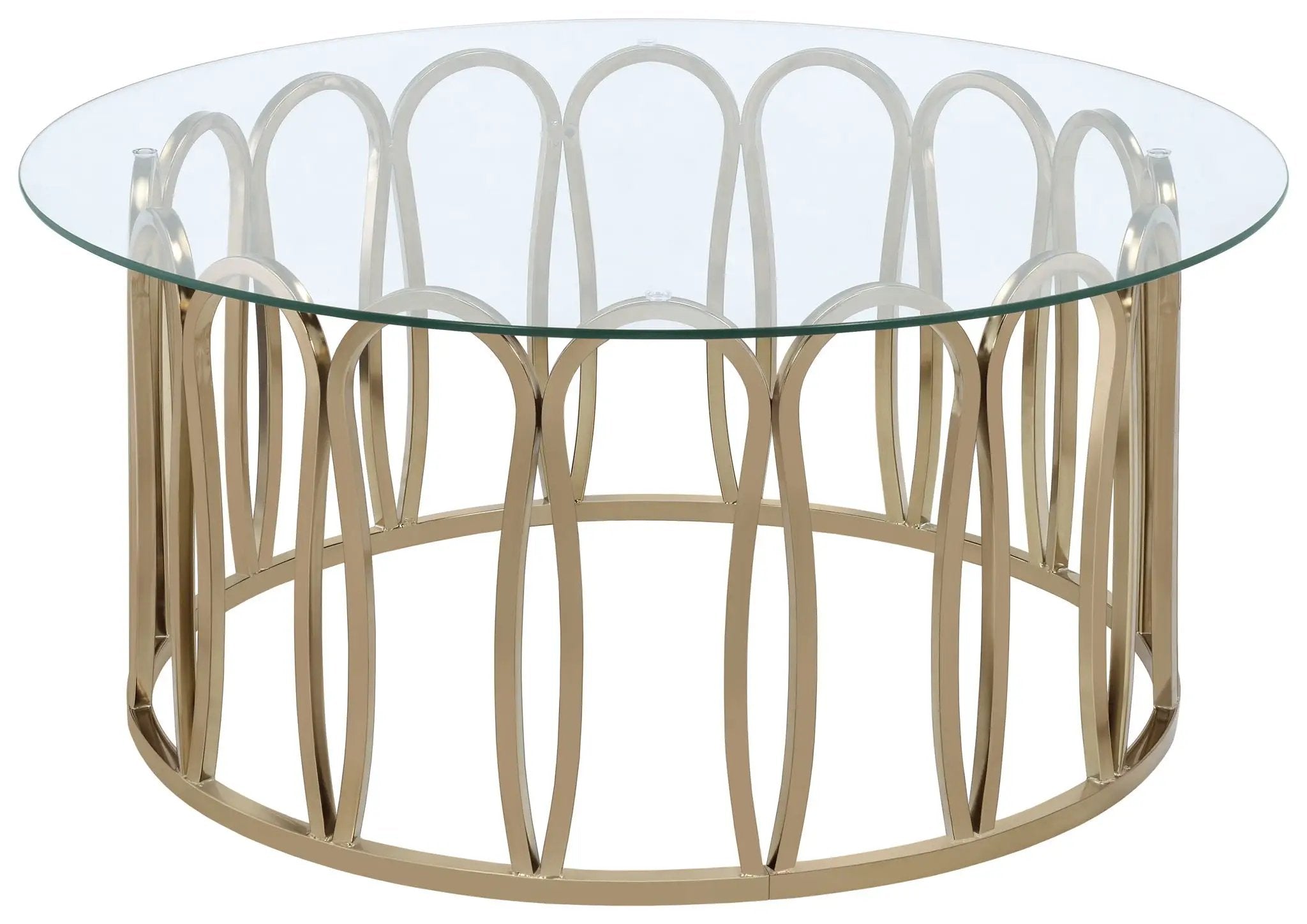 Monett Round Glass Top Coffee Table Chocolate Chrome by Unique Piece Furniture