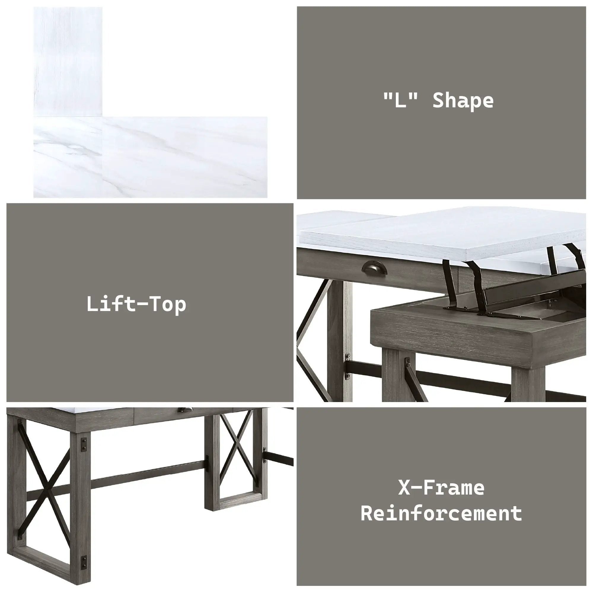 Talmar - Marble Top Weathered Writing Desk With Lift Top by Unique Piece Furniture