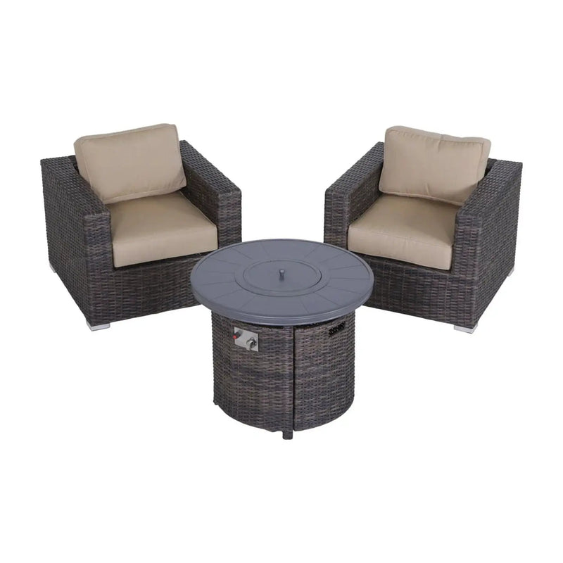 Rattan Patio Set With Comfortable Cushions And Fire Pit by Unique Piece Furniture