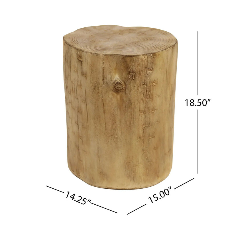 Hand Painted Wood Stump Style Outdoor Side Table - Light Brown by HouseOfZazla