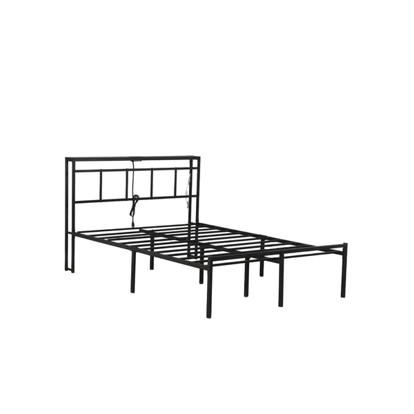Bed Frame With Storage Headboard With USB C, Type C And LED Light