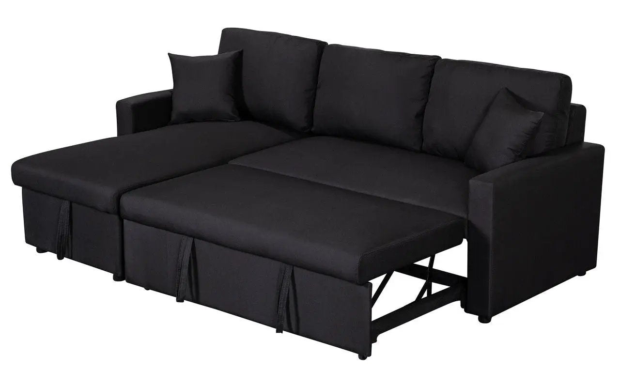 Paisley - Fabric Reversible Sleeper Sectional Sofa With Storage Chaise by HouseOfZazla