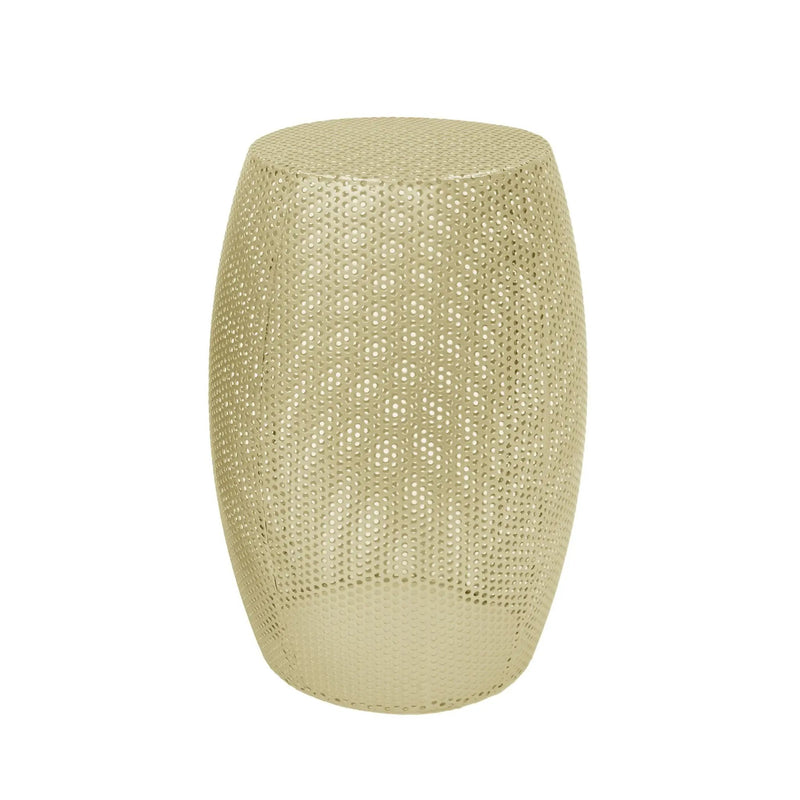 Modern Round Metal Hollow Side Table Set With Openwork Design - Gold by HouseOfZazla