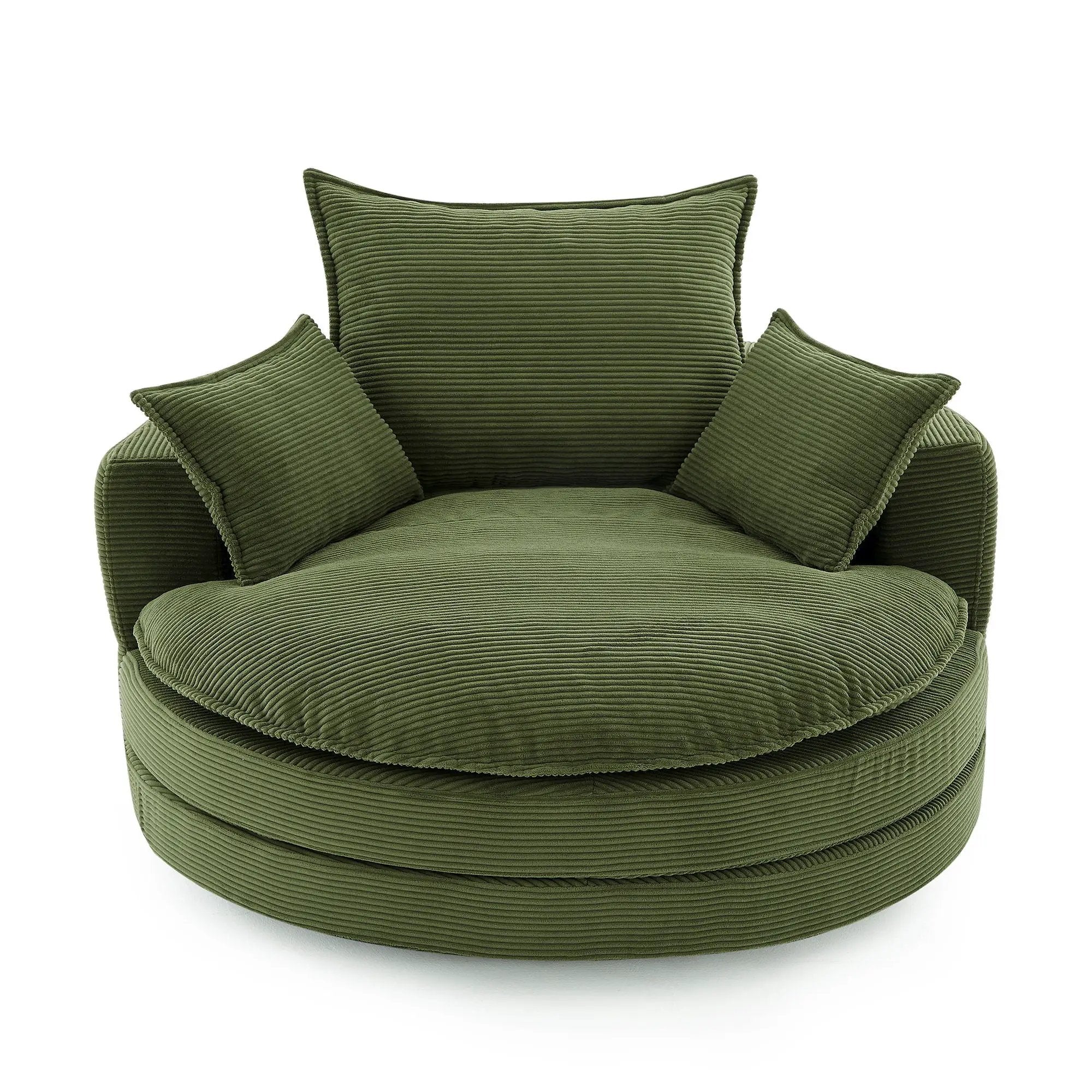 360° Swivel Accent Barrel Chair With Dual Layer Cushion And 3 Removable Pillows by Unique Piece Furniture