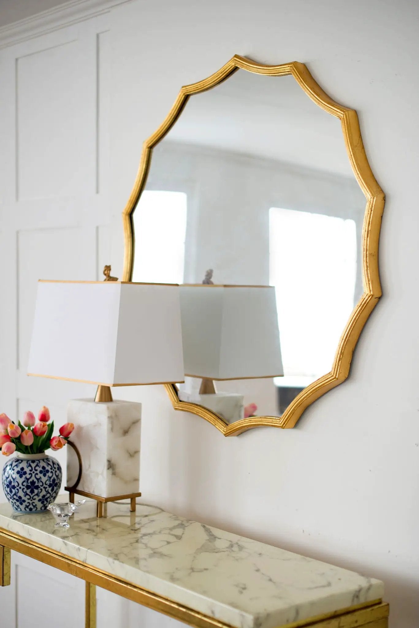 Round Sunburst Wall Mirror With, Wall Decor Mirror For Entryway Bedroom Living Room - Gold by Unique Piece Furniture
