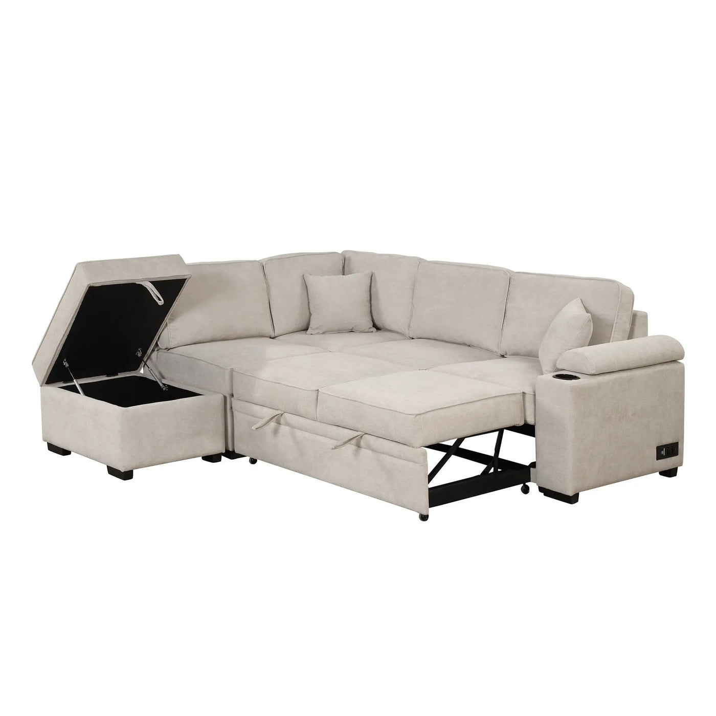 Sleeper Sofa Bed, 2 In 1 Pull Out Sofa Bed L Shape Couch With Storage Ottoman For Living Room, Bedroom Couch And Small Apartment by HouseOfZazla