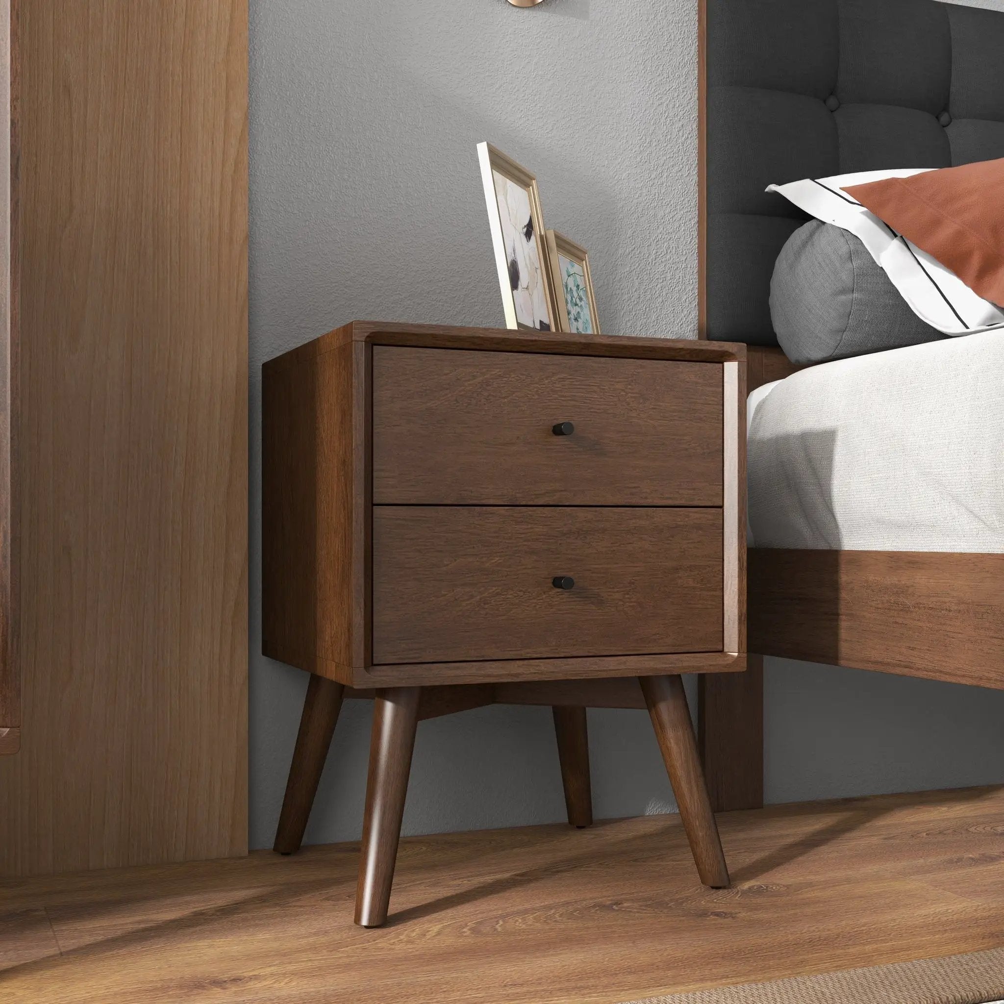 Caroline - Mid-Century Modern Style Night Stand 2 Drawer by Unique Piece Furniture