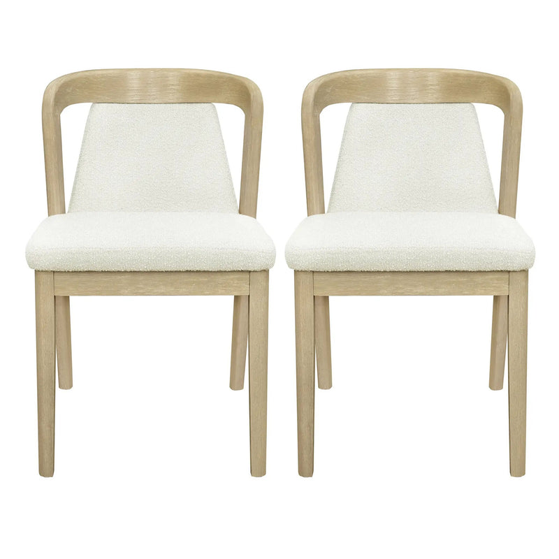 Upholstered Backrest Armless Dining Chairs (Natural Ash + Beige) by HouseOfZazla